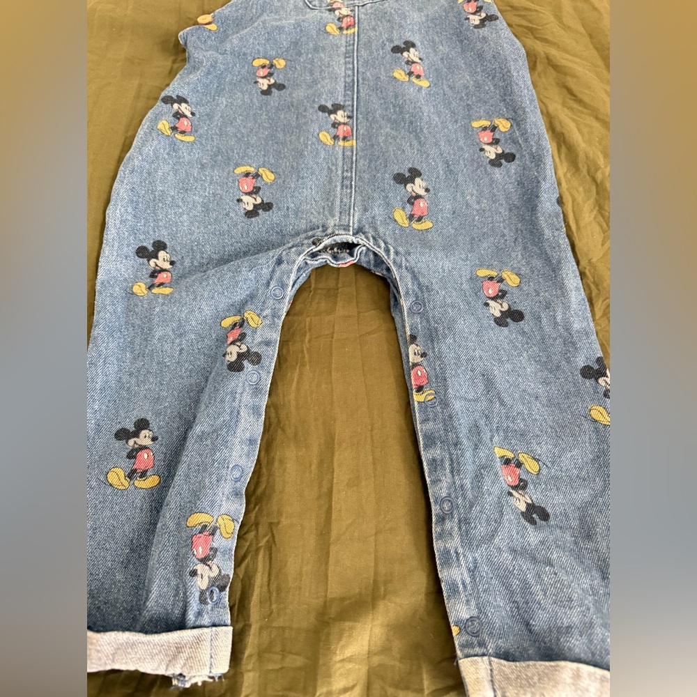 Disney Baby Mickey Mouse Denim Overalls Size 24 M 100% Cotton - Picture 5 of 8